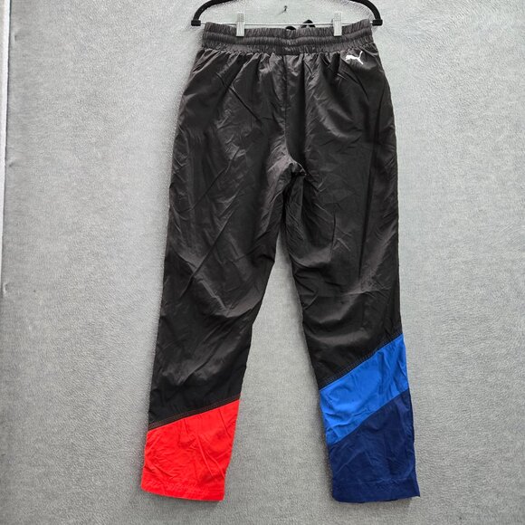 Puma Men Activewear Pants M Black Nylon Colorblock Windbreaker BMW Logo Zipper - Picture 7 of 11